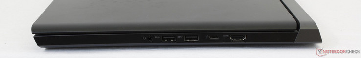 Right: 3.5 mm combo audio, 2x USB 3.1, USB Type-C + Thunderbolt 3, HDMI 2.0
