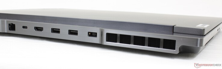 Rear: RJ-45, USB-C 3.2 Gen. 2 (DisplayPort 1.4 + 135 W Power Delivery), HDMI 2.1, USB-A 3.2 Gen. 1, USB-A 3.2 Gen. 1 (Always on), AC adapter