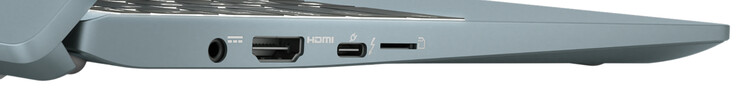 Left side: power, HDMI, Thunderbolt 4 (Type C; Power Delivery, DisplayPort), storage card reader (microSD)