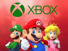 Mario and other Nintendo characters below Xbox Logo (Image source: Nintendo of America, Xbox gaming with edits)