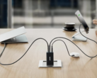 The Anker 65W 3-port charger can handle simultaneous charging of three devices via its 2 USB-C ports and 1 USB-A port. (Image source: Anker / Amazon) 