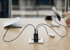 The Anker 65W 3-port charger can handle simultaneous charging of three devices via its 2 USB-C ports and 1 USB-A port. (Image source: Anker / Amazon) 
