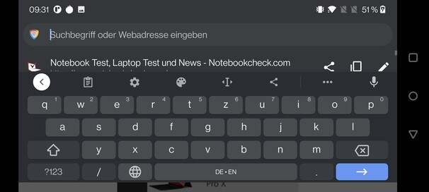 Keyboard in landscape mode