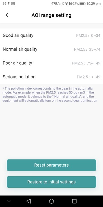 Users can set the ranges for AQI
