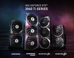 These RTX 3060 Ti cards by MSI may soon be joined MINER-branded SKUs. (Image source: MSI)