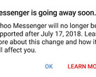 Yahoo Messenger for Android shutdown message