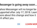 Yahoo Messenger for Android shutdown message