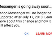 Yahoo Messenger for Android shutdown message