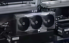 Alleged GeForce RTX 5090 undergoing factory testing in Indonesia. (Image source: BiliBili)