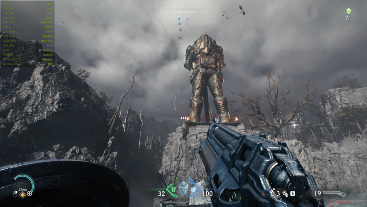 Doom: The Dark Ages DLSS 4.5 Preset M, PT on. (Image Source: Notebookcheck)