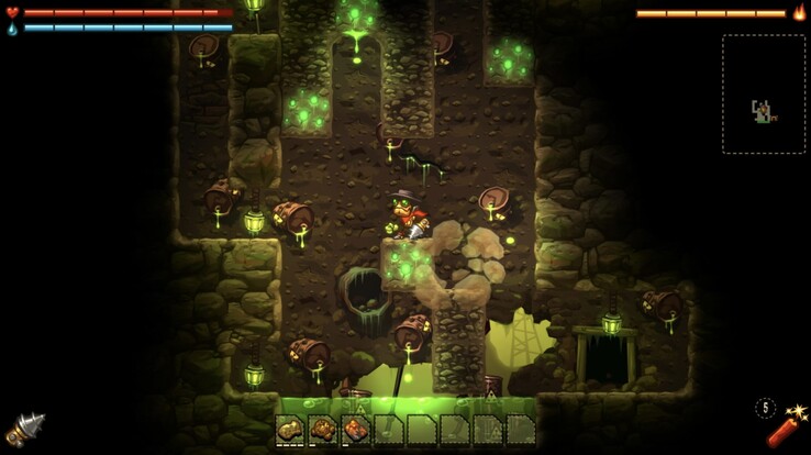 Players will uncover threats and secrets, as they dig deeper into the caves of SteamWorld Dig. Pictured: A screenshot of the game. (Image source: Steam)