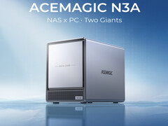 The N3A is powered by the Ryzen 7 3750H. Pictured: a promo picture showing the front and one of the sides of the mini PC and NAS hybrid.