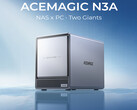 The N3A is powered by the Ryzen 7 3750H. Pictured: a promo picture showing the front and one of the sides of the mini PC and NAS hybrid.