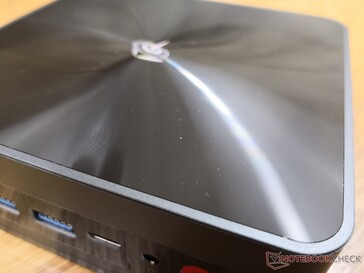 Top plastic panel is textured to deter fingerprints unlike on an Intel NUC