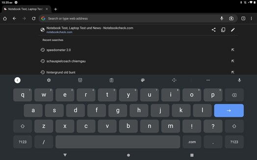 Keyboard in landscape mode