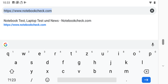 Keyboard in landscape mode