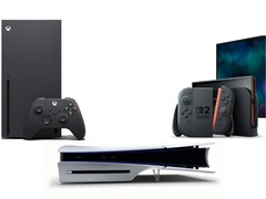 The Xbox Series X, Sony PS5 Slim Disc Edition and Nintendo Switch 2 pictured