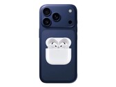 Unofficial iPhone 17 Pro render with AirPods 4. (Image source: @Skyfops on X and Apple, edited)