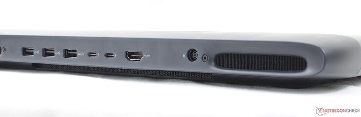 Rear: 3x USB-A 3.2 Gen. 1 (5 Gbps), 2x USB-C Thunderbolt 5 w/ DisplayPort 2.1 + Power Delivery, HDMI 2.1, AC adapter