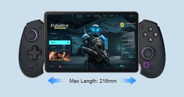 The Abxylute S9 has a strong, spring-loaded dock to grip small tablets securely during gameplay. (Image source: Abxylute)