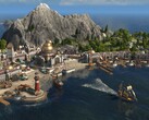 An image showing a city on an island in Anno 1800.