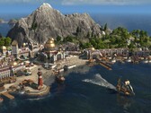 An image showing a city on an island in Anno 1800.