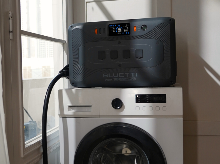 The Bluetti Apex 300 portable power station is capable of powering heavy duty devices like washing machine (Image source: Bluetti)