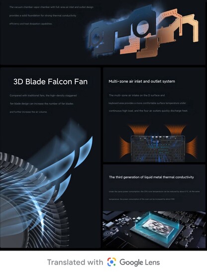 Cooling system of the laptop (Image source: JD.com)