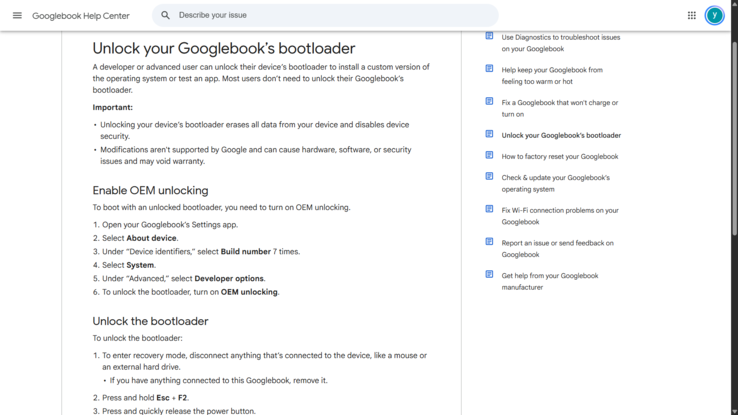 Google documents bootloader unlocking on GoogleBook