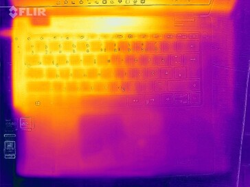 Heat distribution at the top (at idle)