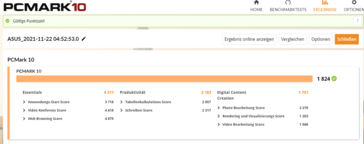 PCMark 10 on battery power: 30% less points than plugged in