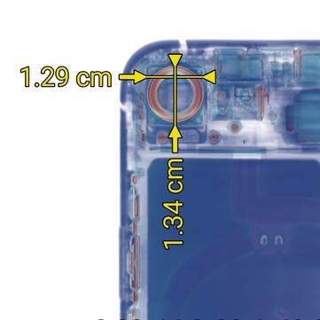 The main camera module size of the iPhone 16e