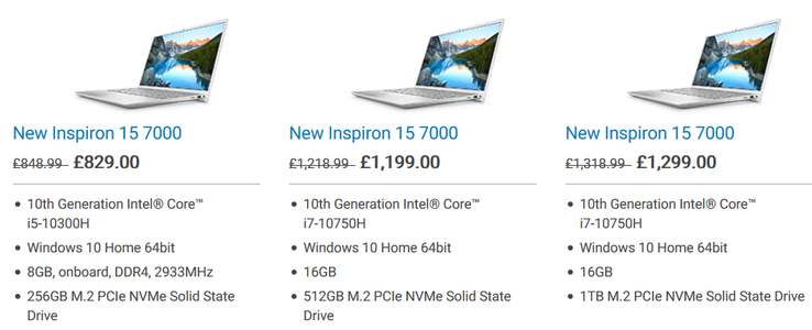 SKUs differ by country. (Image source: Dell UK)