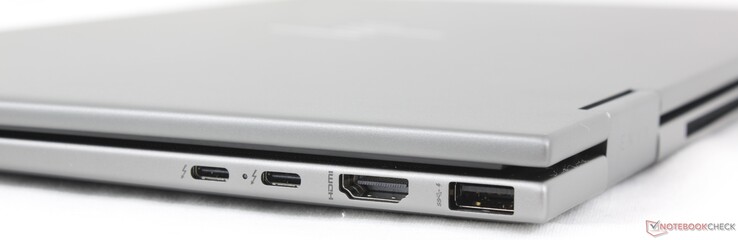 Right: 2x USB-C Thunderbolt 4 w/ DisplayPort + Power Delivery, HDMI 2.1, USB-A (10 Gbps)