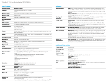 HP Victus 15 Intel - Specifications. (Source: HP)