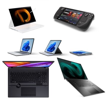 Venture outside of Apple's walled garden and you will find everything from handheld gamers to ultra-powerful digital art and productivity workstations. Image source: Dell, Microsoft, Steam, Acer, Author - edited