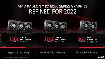 Refreshed AMD RDNA 2 RX 6000 XT lineup for 2022. (Source: AMD)