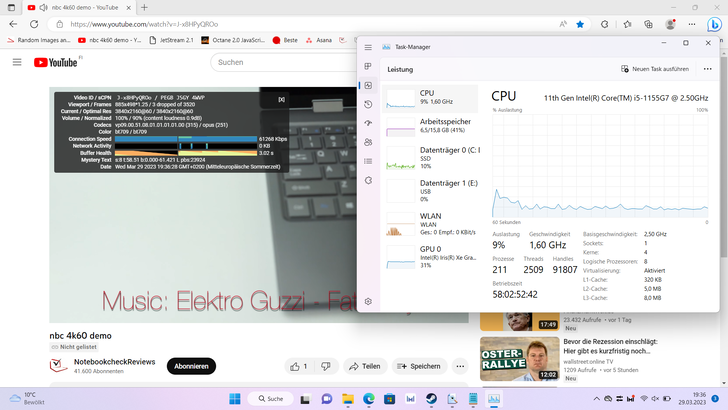 4K YouTube playback: low CPU and iGPU utilization of 9% and 31% - few frame drops