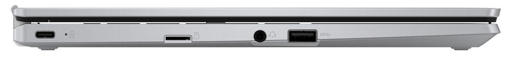 Left side: USB 3.2 Gen 1 (USB-C; Power Delivery, DisplayPort), memory card reader (microSD), combo audio, USB 3.2 Gen 1 (USB-A)