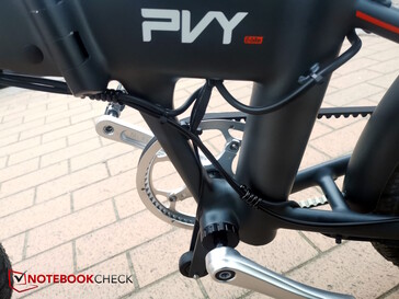 We want to lift the bike up by this section, but it's less than optimal due to the cables