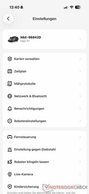 Settings menu