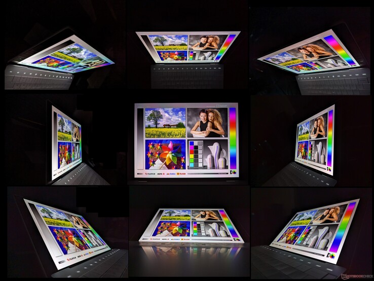 Wide OLED viewing angles. A rainbow effect can be observed from extreme angles that is otherwise not present on IPS