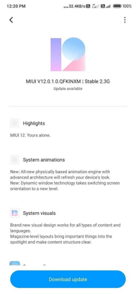 V12.0.1.0.QFKINXM for the Redmi K20 Pro and MI 9T Pro. (Image source: Mi.com)