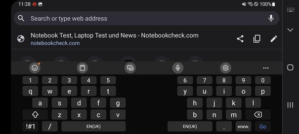 Keyboard in landscape mode