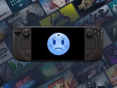 Steam Deck OLED displaying sad face