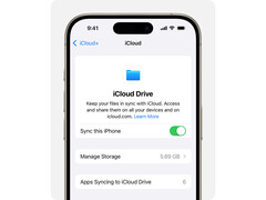 Promotional image for Apple&#039;s iCloud Drive displayed on an iPhone against a white background. (Image Source: Apple)