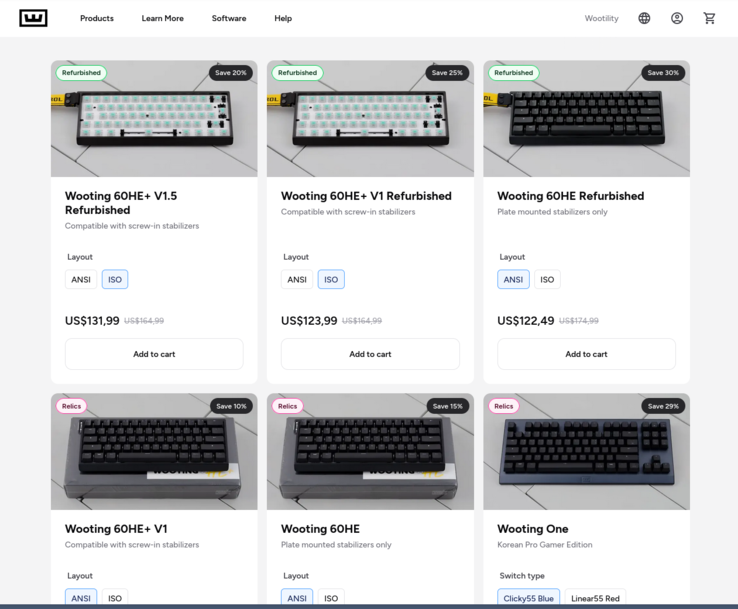 Wooting Respawn Store examples. (Image source: Wooting)