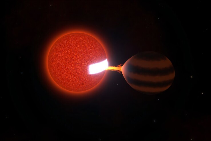 An artist's illustration showing the ZTF J0440+2325 system.