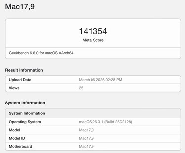 Metal score for the Apple M5 Pro.