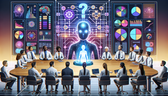 AI research meeting (Generated using DALL·E 3)